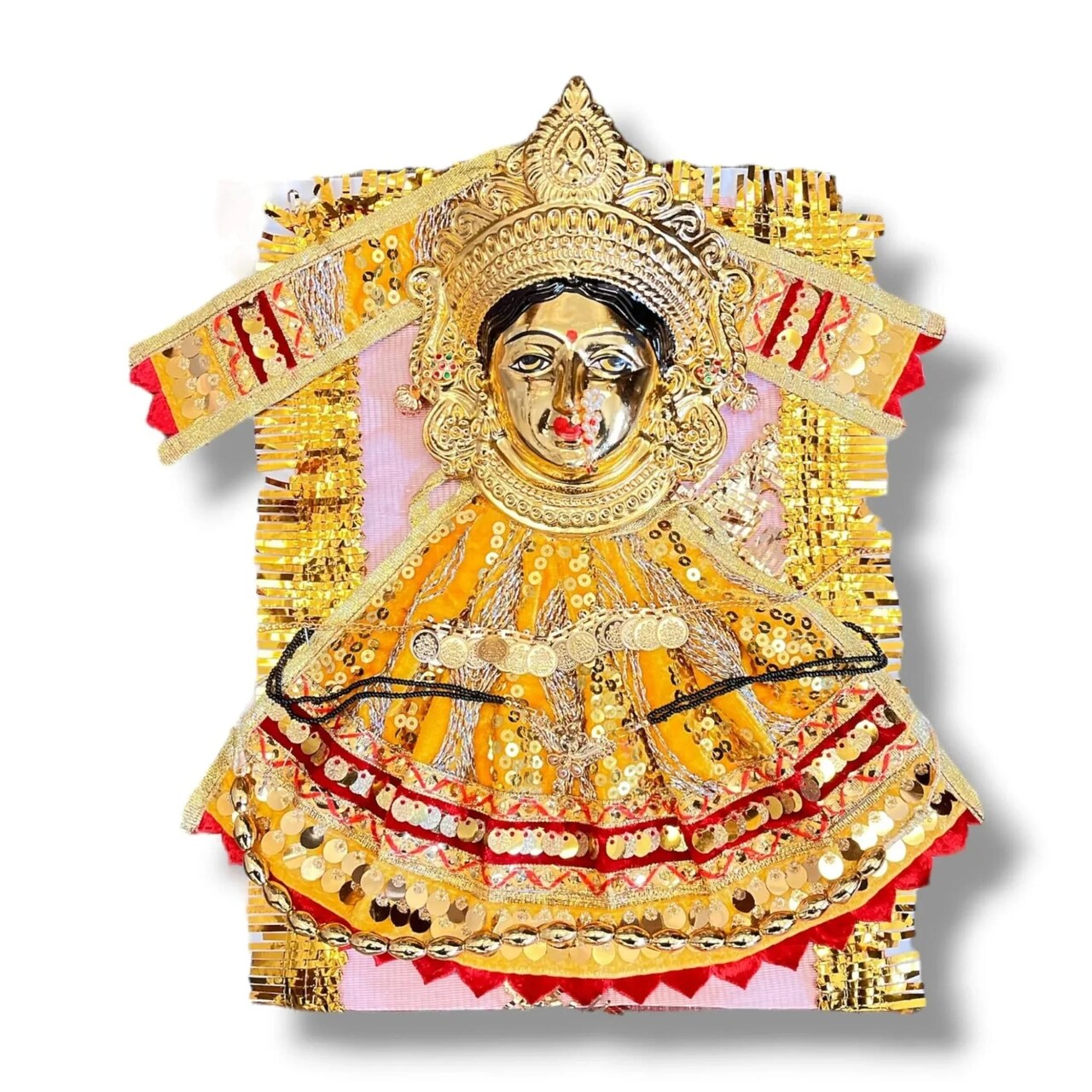 Varalaxmi Goddess Face Set Devi Mata Mukhota Mahalaxmi Face Velvet Idol Gotta with Embroidery Dress Jewelry for Vara Lakshmi Vratam Navaratri Margashirsha Vratha Pooja Temple